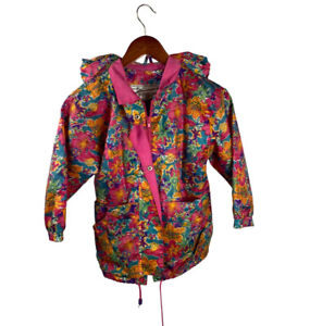 French Toast vintage 90’s Hood Raincoat Slicker Jacket pink girls 6x 7 floral