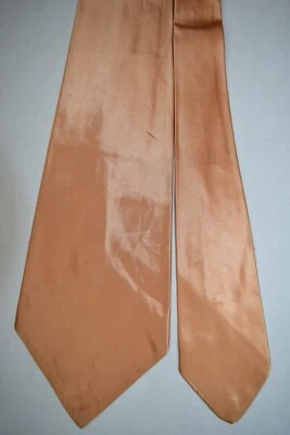 Neck Tie VTG 40s 50s National Shirt Shops Solid Peach Satin Tie 51.5" x 4.25" - Image 1 of 4