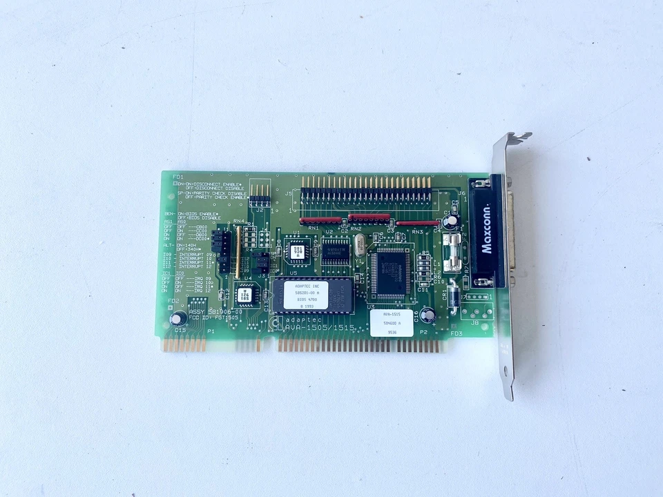 Adaptec AVA-1505/1515 ISA SCSI Host Adapter Card Vintage PC Interface Tested - Image 1 of 4