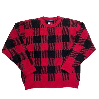 Vintage 90’s Tommy Hilfiger Buffalo Plaid Lambswool Knit Sweater Size Large - Image 1 of 4