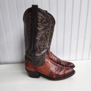 Dan Post Schlangenleder Reptil Python Leder Cowgirl Cowboy Braun Stiefel Herren 7 D - Bild 1 von 14