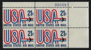 #C81 21c USA and Jet, Plate Block [33005 UR] Mint **ANY 5=FREE SHIPPING** - Picture 1 of 1