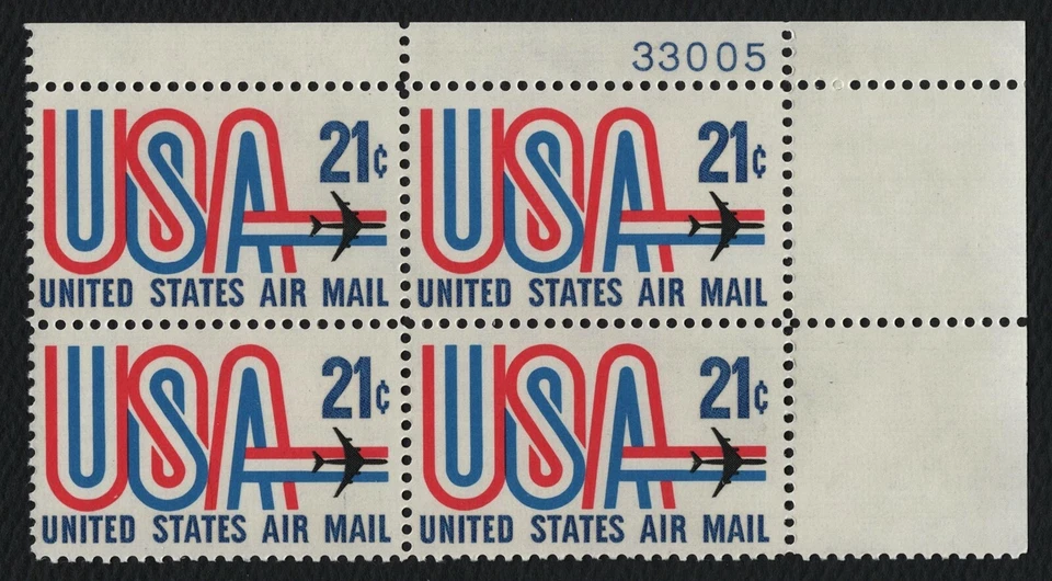 #C81 21c USA and Jet, Plate Block [33005 UR] Mint **ANY 5=FREE SHIPPING** - Image 1 of 1