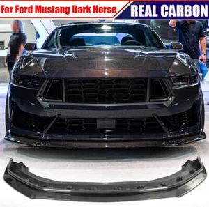 REAL CARBON Front Bumper Lip Chin Spoiler Fit For 2024UP Ford Mustang Dark Horse - Picture 1 of 17