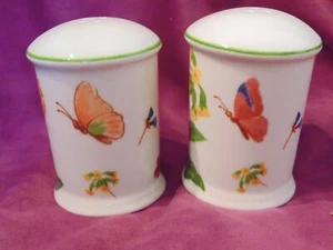 Trisa Porcelain Butterflies Floral Salt Pepper Shakers big Size Cooktop or Table - Picture 1 of 3