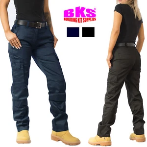Pantalones de trabajo de combate cargo para dama con bolsillos para rodilleras de BKS - TALLA 8 a 22 - Imagen 1 de 8