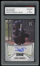 JAIRO POMARES 2021 LEAF DRAFT AUTOGRAPH BASEBALL 1ST GRADED 10 ROOKIE CARD RC
