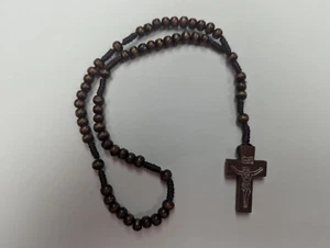 Brown Jatoba Wooden Beads Catholic Rosary Necklace with Cross Crucifix - Picture 1 of 3