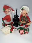 VTG 3 Pc Annalee Mr. & Mrs Santa  Claus 1963 ~ Mini Cloth Dolls & potbelly stove