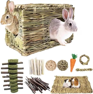 Rabbit Grass House,Natural and Comfortable Hiding Place,Rabbit Bed with Straw Ma - Picture 1 of 7