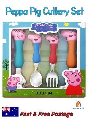 Peppa Pig Cutlery Kids Fork & Spoon Set Childrens Dining Mummy Daddy Pig George • 25.80$