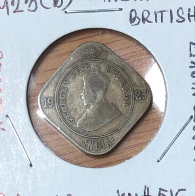 1923(B)India British 2 Annas Copper Nickel Coin ( Bombay Mint ) George V -KM#516 - Image 1 of 4