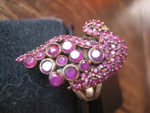 magnífico anillo cisne cisne anillo cisne plata 925 rubí erótico rubíes reales - Imagen 1 de 3