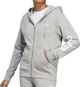 adidas Essentials Linear French Terry Womens Full Zip Hoody Grey Stylish Hooded - Picture 1 of 5