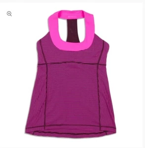 Lululemon Womens Scoop Neck Tank Hyper Stripe Raspberry Glo Light Pink Size 12 - Imagen 1 de 6
