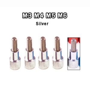 M3M4M5M6 Knurled Thumb Screws Aluminum + Stainless Hand Grip Knob Bolts Silver - Picture 1 of 3