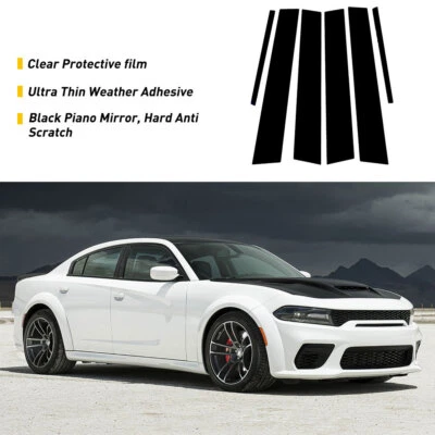 Juego de 6 postes de pilar negros cubierta de moldura de puerta de ventana para Dodge Charger 2011-2021 EE. UU. Foto 1 de 4