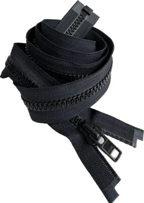 YKK #10 Chaqueta Grande de Plástico Moldeado Resistente Cremallera Separadora Negra 37"- 250" Foto 1 de 2
