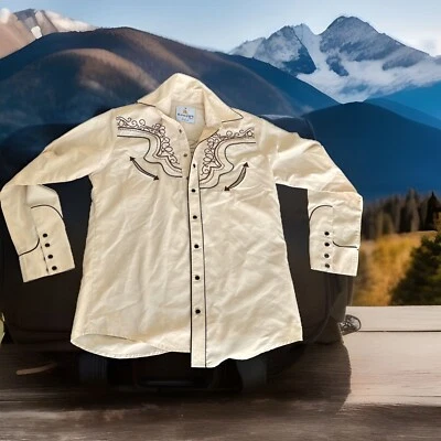 Camisa occidental de color beige bordada con botones de los Rangers Legend para hombre talla grande Foto 1 de 4