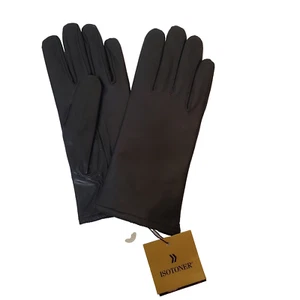 Isotoner Womens Black Soft Leather Fleece Lined Driving Gloves SZ 8 - Picture 1 of 10