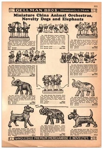 1930's Anthropomorphic Animal Orchestra Novelty Ad Catalog Page Gellman Bros C1 - Picture 1 of 2