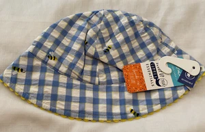 Joules Girls Funseeker Hat - Blue Bee Check - Age 8-12 Years New Reversible - Picture 1 of 7