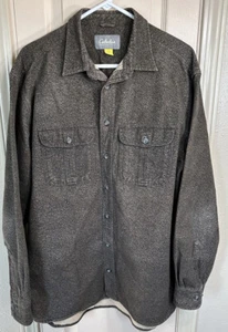 Cabela’s Mens Lg Tall Brown Heavyweight Long Sleeve Full Button Flannel Shirt - Picture 1 of 6