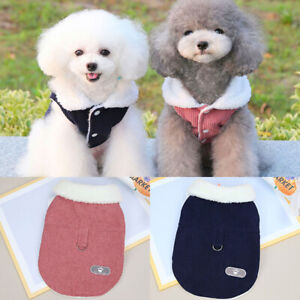 Dog Vest Corduroy Cotton Pet Winter Vest Casual Warm Soft Clothes Solid Color