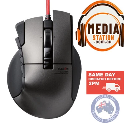 Gaming Mouse ELECOM JAPAN DUX 14-button 3500dpi Hardware Macros wired M-DUX50BK - Image 1 of 4