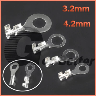 Ring Electrical Terminals Wire Crimp Connectors Uninsulated Female 3.2mm 4.2mm - Image 1 of 4