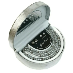 Glasperlen Geschenkset 2 Halsketten Armband 2 Pr Ohrringe Perle und Zirkonia NEU - Bild 1 von 5