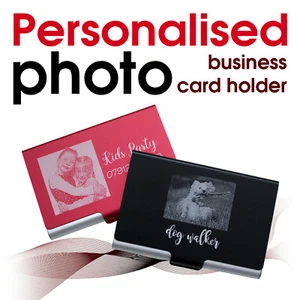 Personalised PHOTO business card holder *laser engraved* photo, name, text, logo - Picture 1 of 22