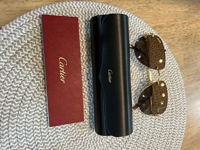 Nuevo Cartier Gafas de sol sin montura Gafas Transiciones Lente Decoración Grande C Marco Dorado Foto 1 de 4