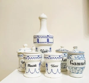A set of bottle and porcelain spice jars from Provence, France - - Picture 1 of 4