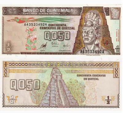 1998 Guatemala 1/2 Quetzal P-98 UNC NEW Banknote - Image 1 of 2