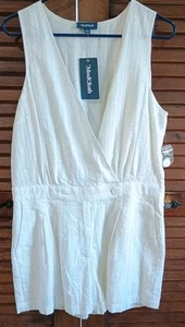 NWT Modcloth Anywhere Everywhere Romper Women’s White Cotton Faux Wrap Shorts - Picture 1 of 7