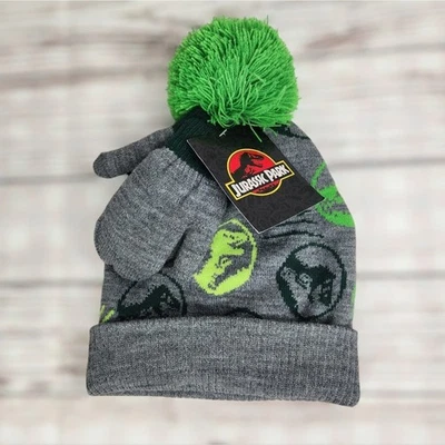 Conjunto de gorro y guantes de punto con licencia de Parque Jurásico para niños pequeños 2T - 5T niños/niñas  Foto 1 de 3
