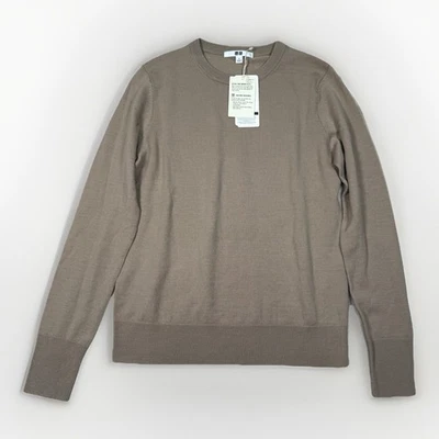 NWT Uniqlo Extra Fine Merino Wool Crewneck Sweater Beige Womens Size Small - Image 1 of 4