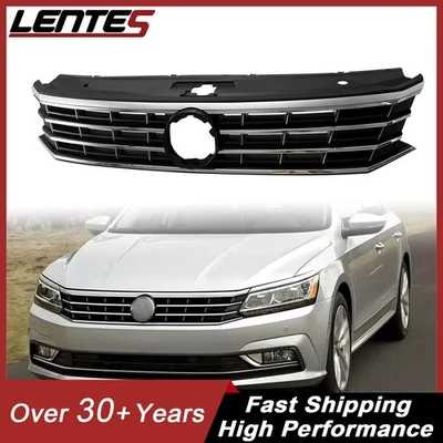 Front Grille Black Grill w/Chrome For 2016-2019 Volkswagen VW Passat S SE SEL Foto 1 de 4