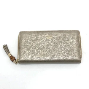 GUCCI 307984 Bamboo Continental wallet Zip Around Long Wallet Champagne Gold - Picture 1 of 12