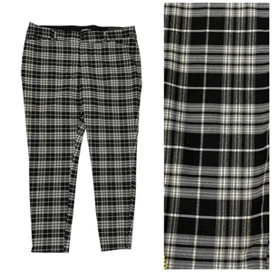 Maurices Pant Skinny Ankle Black Plaid Womens 22W Tall Trouser Mid Rise Academia - Picture 1 of 14
