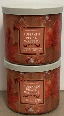 Pumpkin Pecan Waffles by Bath And Body Works 3 Wick Scented Candle 2x New - Image 1 of 4