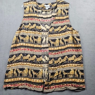 Top Safari Vintage Mujer 22W Sin Mangas Chaleco Abierto Cebra Jaguar Guepardo Dorado Foto 1 de 4