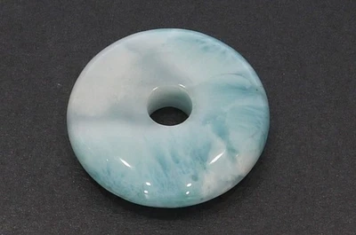  Unikat – Larimar Schmuck Donut Edelstein Anhänger Atlantis Stein 31 mm - Bild 1 von 2