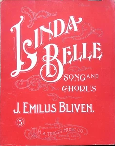 Linda Belle Sheet Music J. Emilus Bliven 1904 Large Format Denver CO Publisher - Picture 1 of 3
