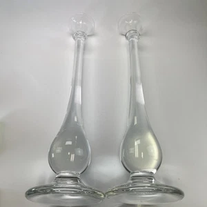 "Juego de 2 candelabros de vidrio soplados a mano de 18"" Simon Pearce Art Studio" - Imagen 1 de 6