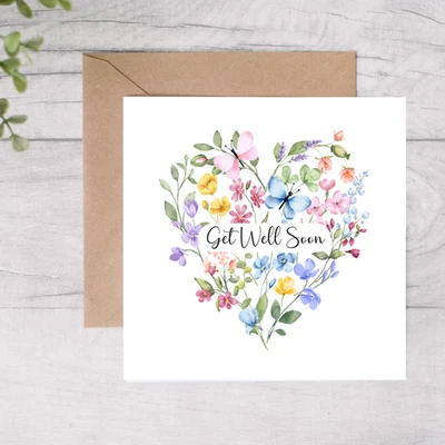 Get Well Soon Card, Thinking Of You Card, Speedy Recovery, Floral Blank Card - Image 1 of 4