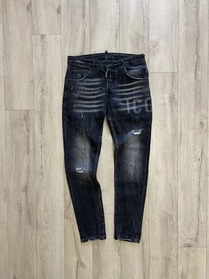 DSQUARED2 ICON Men's Distressed Jeans Size 48 IT (32 US) Black Slim Fit Italy - Image 1 of 4