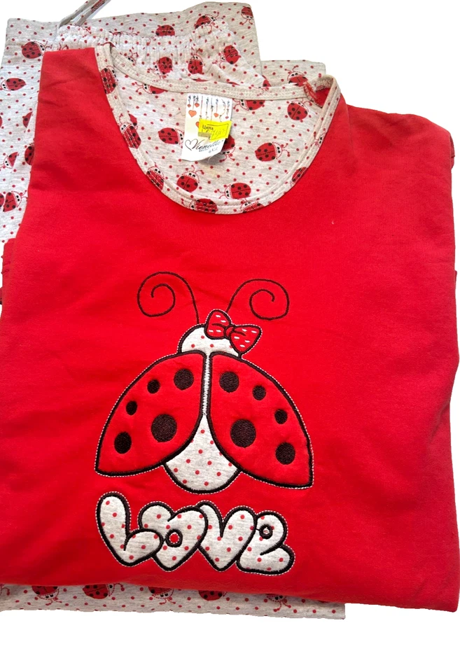 Conjunto de pijama para mujer talla grande 2X/3X manga larga forrado en vellón algodón manga larga  Foto 1 de 4