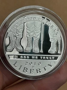 2010 W Disabled Veterans PROOF Commemorative 90% Silver Dollar Coin West Point - Picture 1 of 4